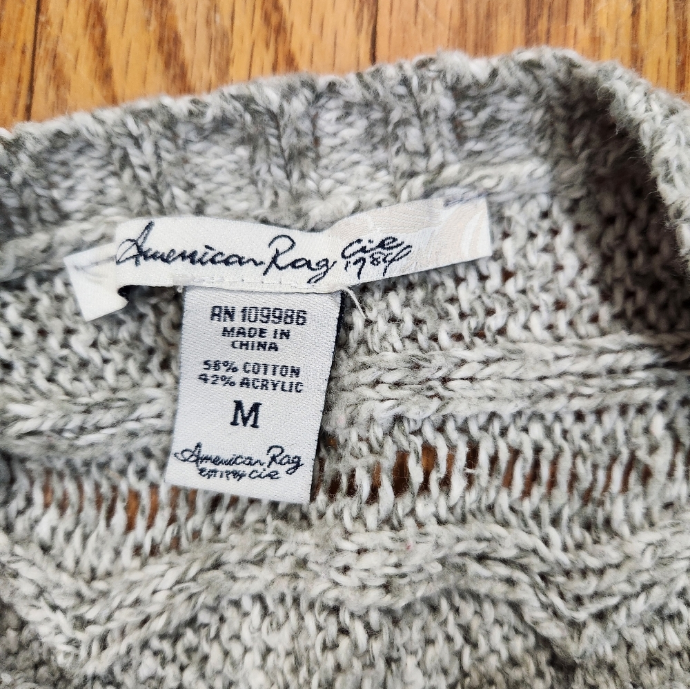 Gray Size Medium Cable knit Short Sleeve Top Boat Neck - Picture 7 of 8